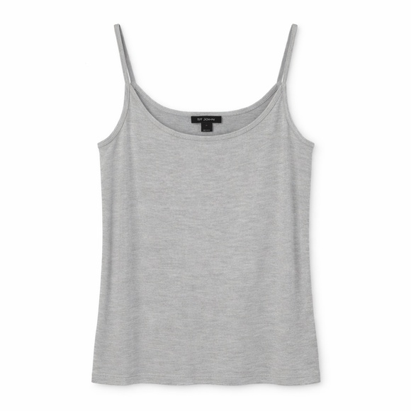 St. John Tops - St John Wool Blend Metallic Knit Tank Top Silver Gray Scoop Neck Size M